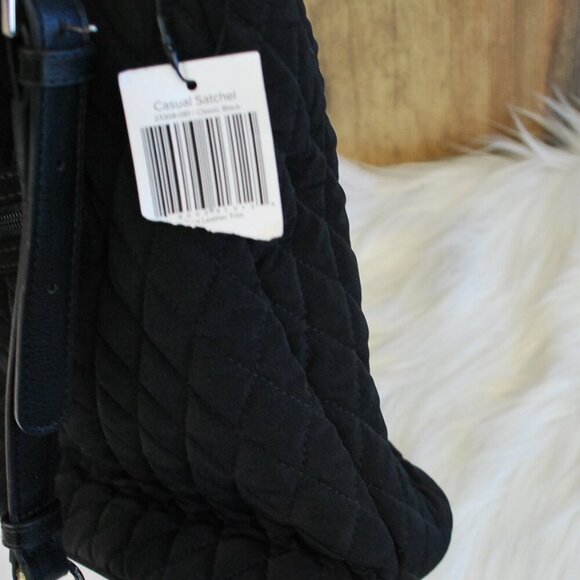 NWT Vera Bradley Casual Satchel Classic Black Quilted Multi Purpose Bag/Purse - Picture 5 of 5